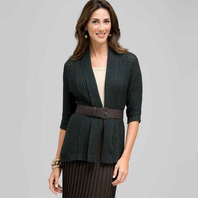 Novelty Stitch Belted Cardigan